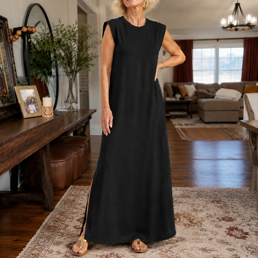 Marella – Wrinkle-Free Split-Hem Maxi Dress with Pockets