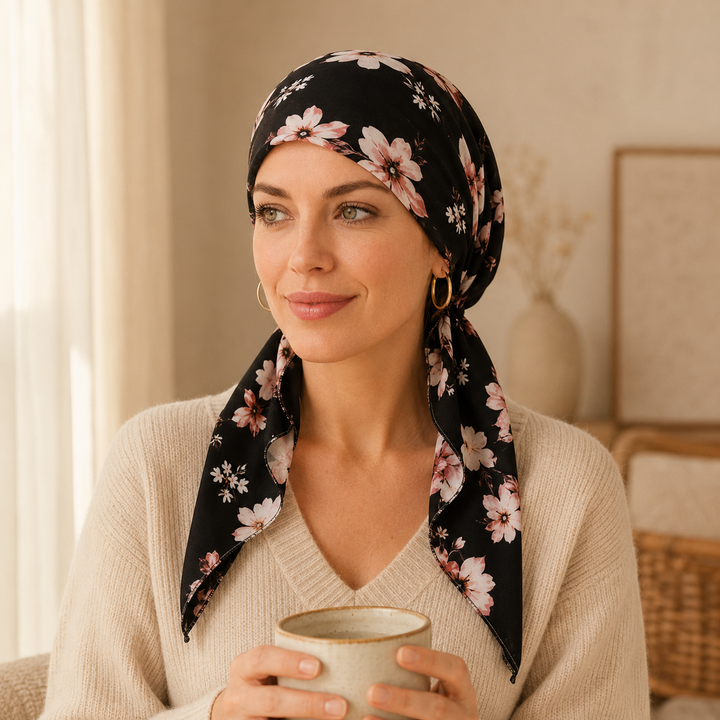 Florenza – Pre-Tied Floral Head Scarf Turban, Soft Elastic, 6 Prints