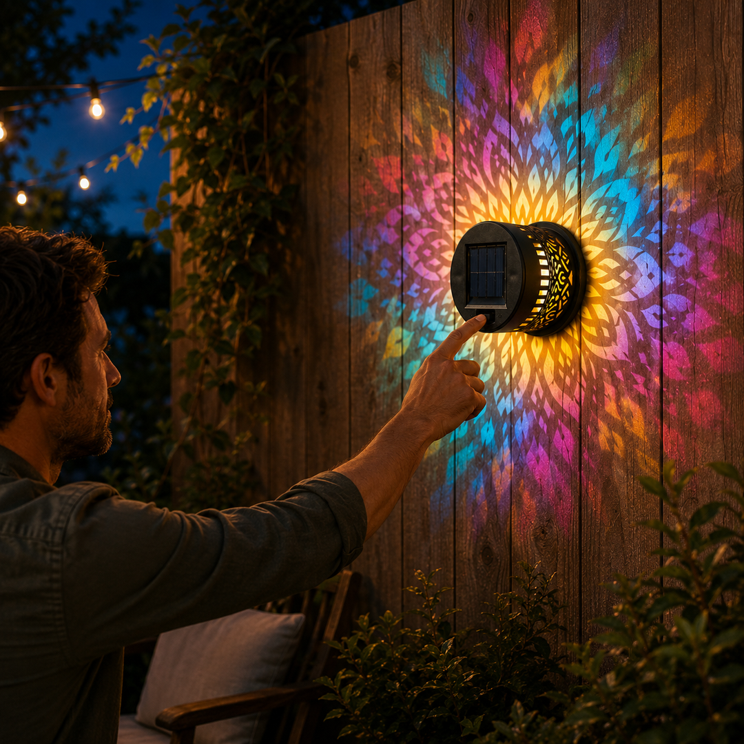 Lumara™ – Solar Mandala Wall Light Outdoor Garden Fence Projector