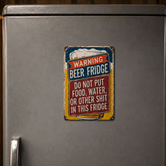 Fridgeboss – Warning Beer Fridge funny metal tin sign for man cave garage