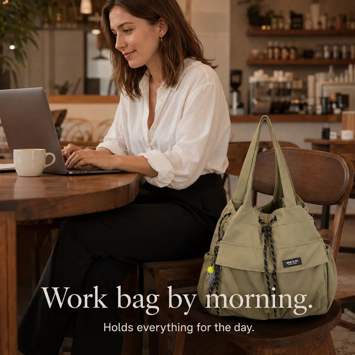 Carryall – Convertible Drawstring Canvas Tote Backpack with Cargo Pockets