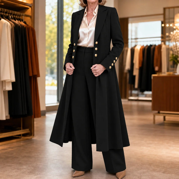 Elowen – Double-Breasted Longline Coat And Trouser Suit