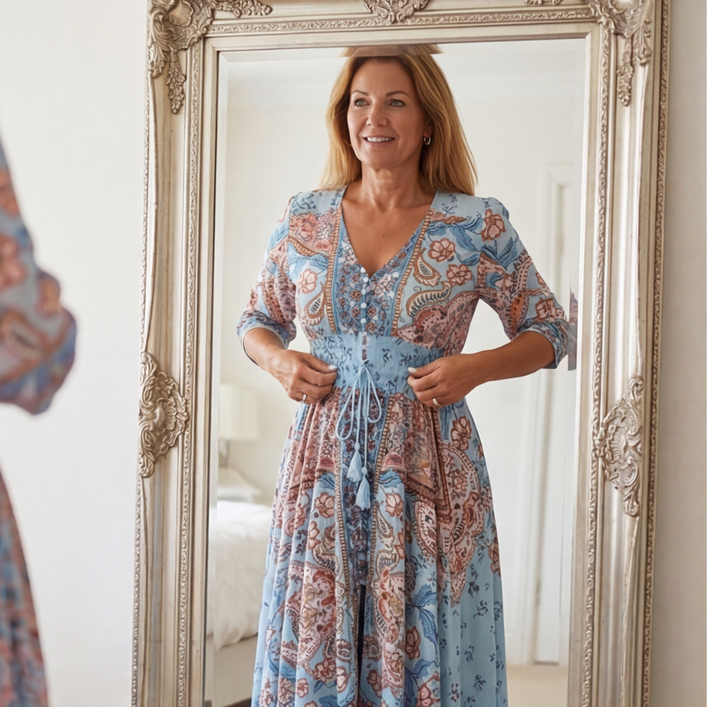 Floressa – Flowy Floral V Neck Maxi Dress