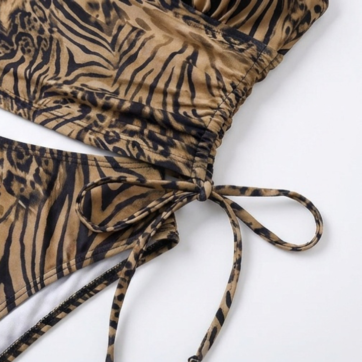 Lunavia™ – Lined Leopard Plunge Bikini Set