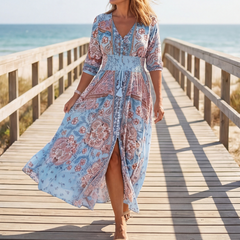 Floressa™ Flowy Floral V Neck Maxi Dress