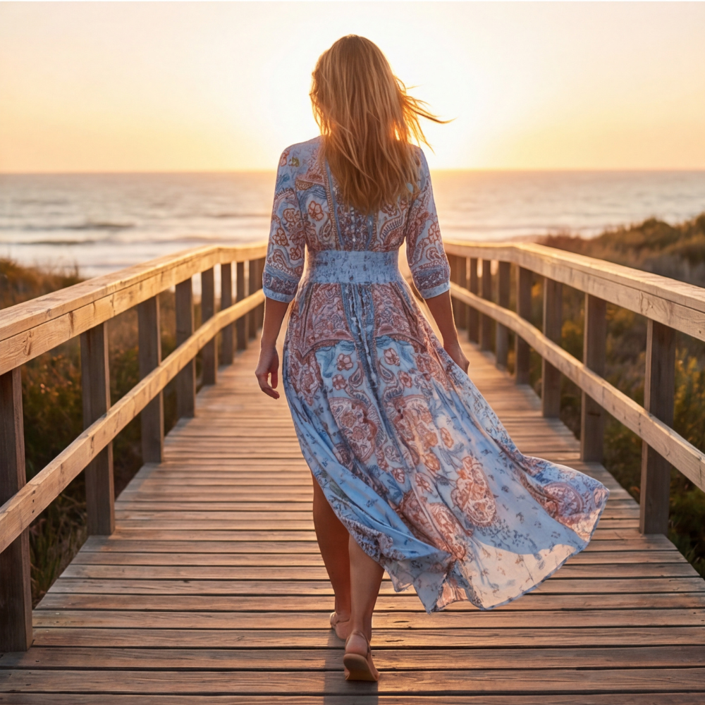 Floressa™ Flowy Floral V Neck Maxi Dress