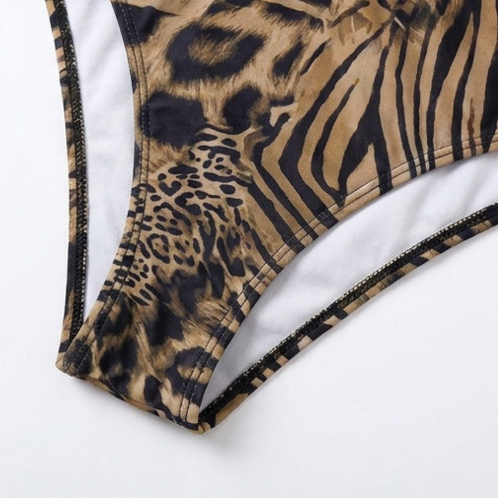 Lunavia™ – Lined Leopard Plunge Bikini Set