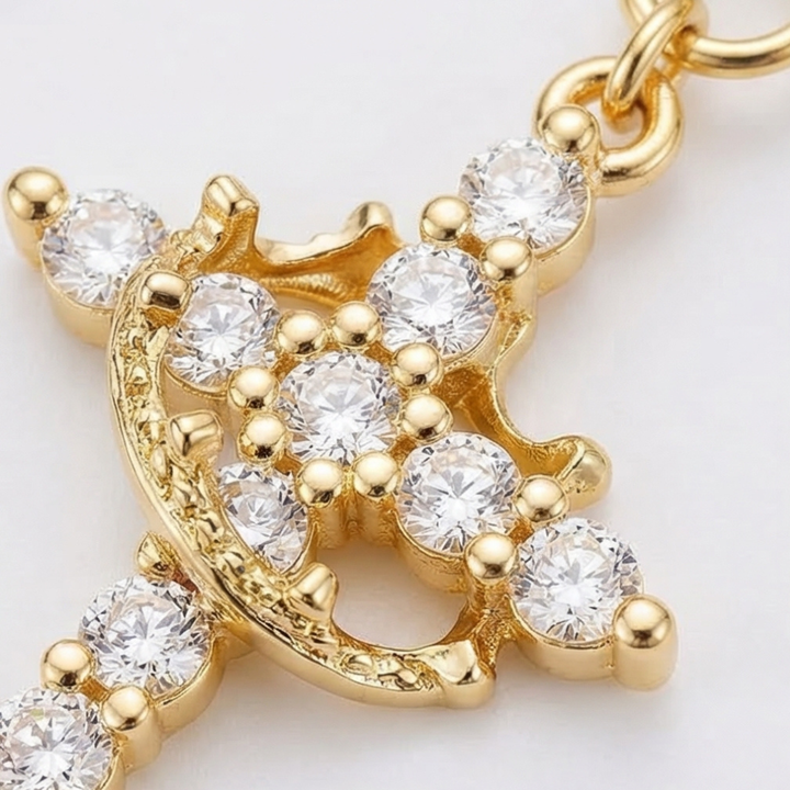 Crownara™ – Crown Cross Pearl Bead Necklace