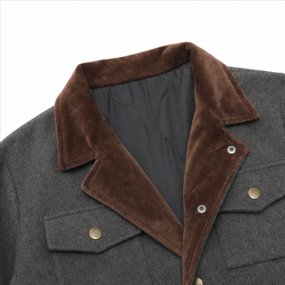 Herrivé – Contrast-Trim Herringbone Structured Blazer