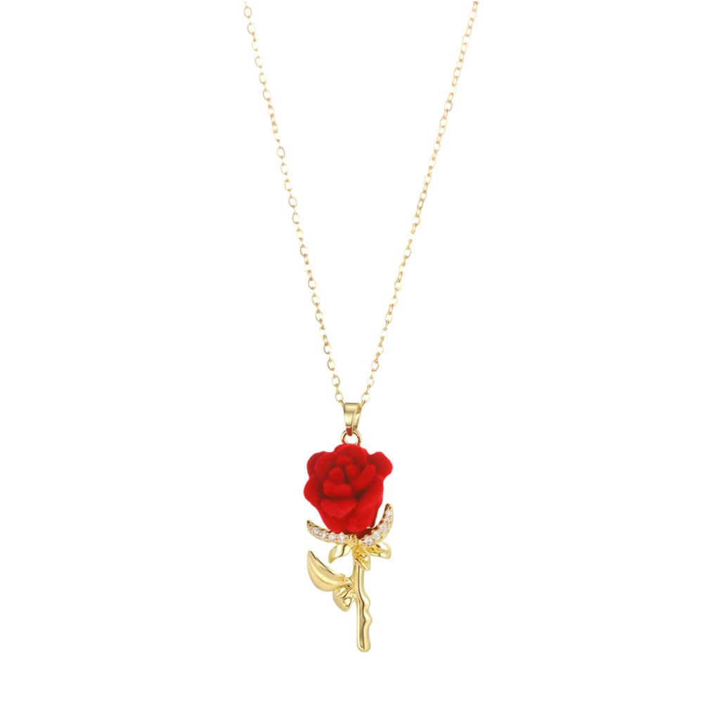 Florevia™ – Velvet Rose Pendant Necklace