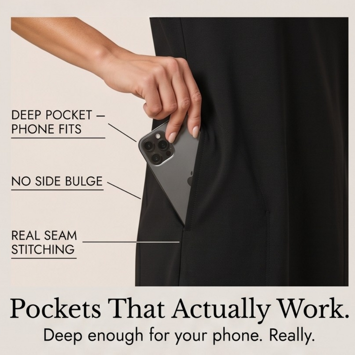 Soliva™ - Soft Square-Neck Pocket Dress
