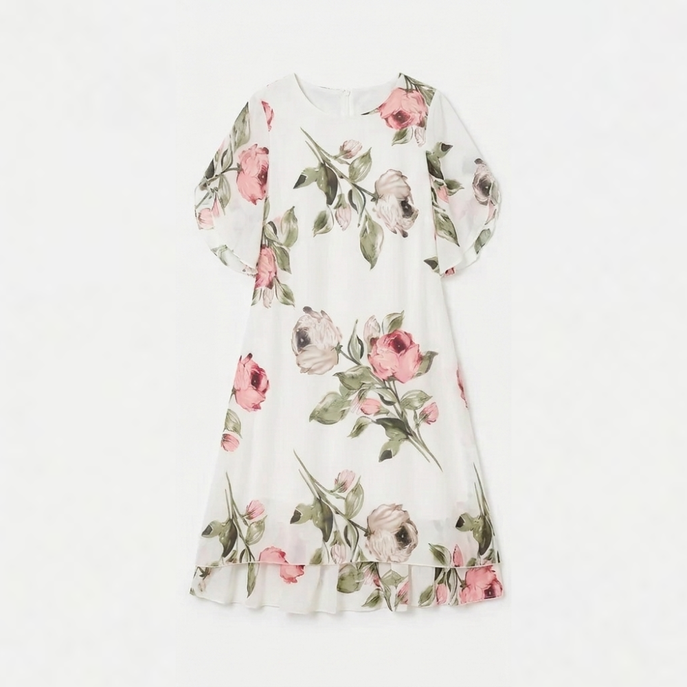 Floressa™ – Floral Chiffon Midi Dress