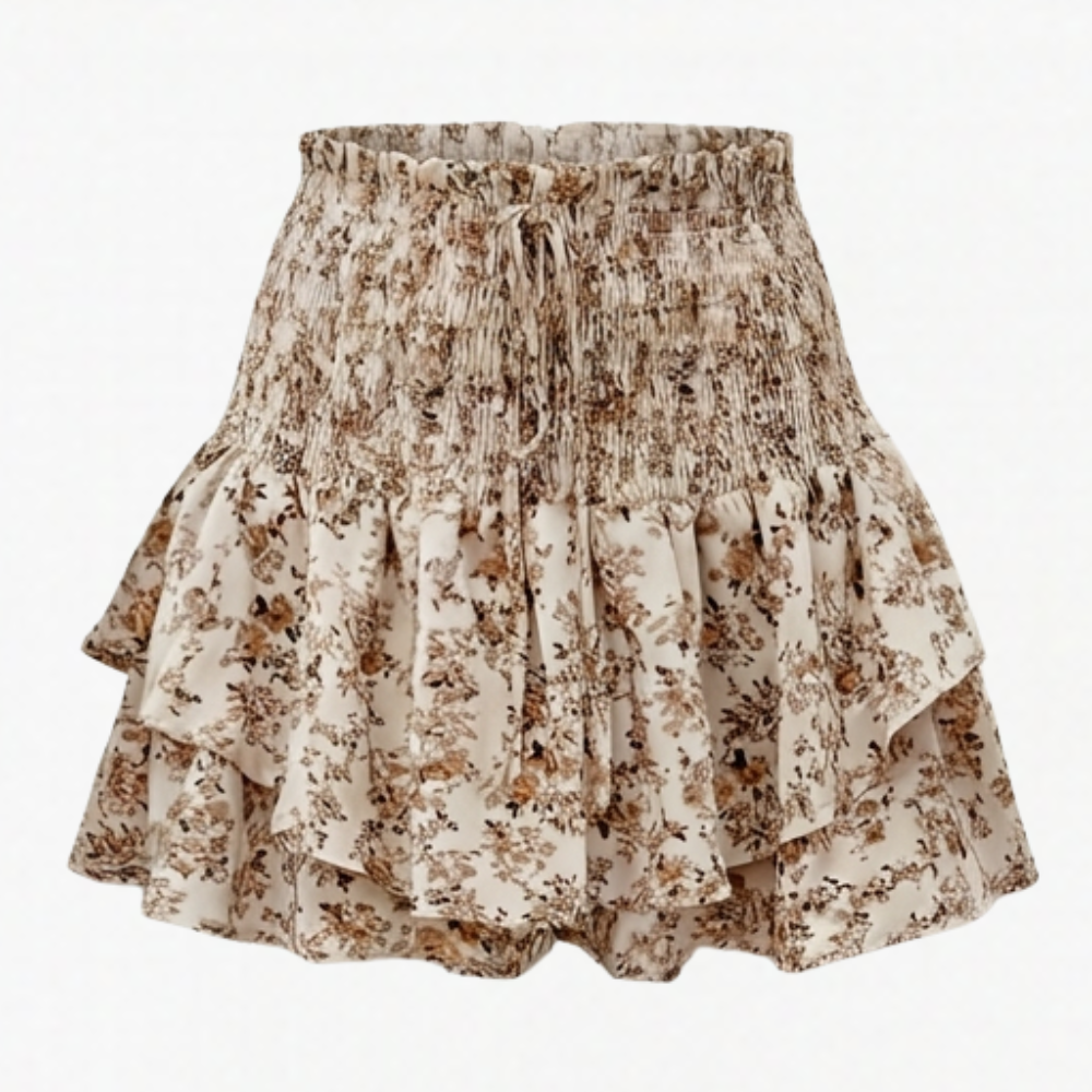 Florelle™ – High-Waist Floral Ruffle Skort