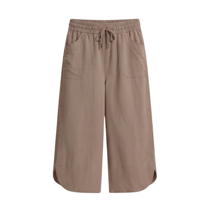 Lounella™ – Soft Cropped Wide-Leg Pants with Pockets
