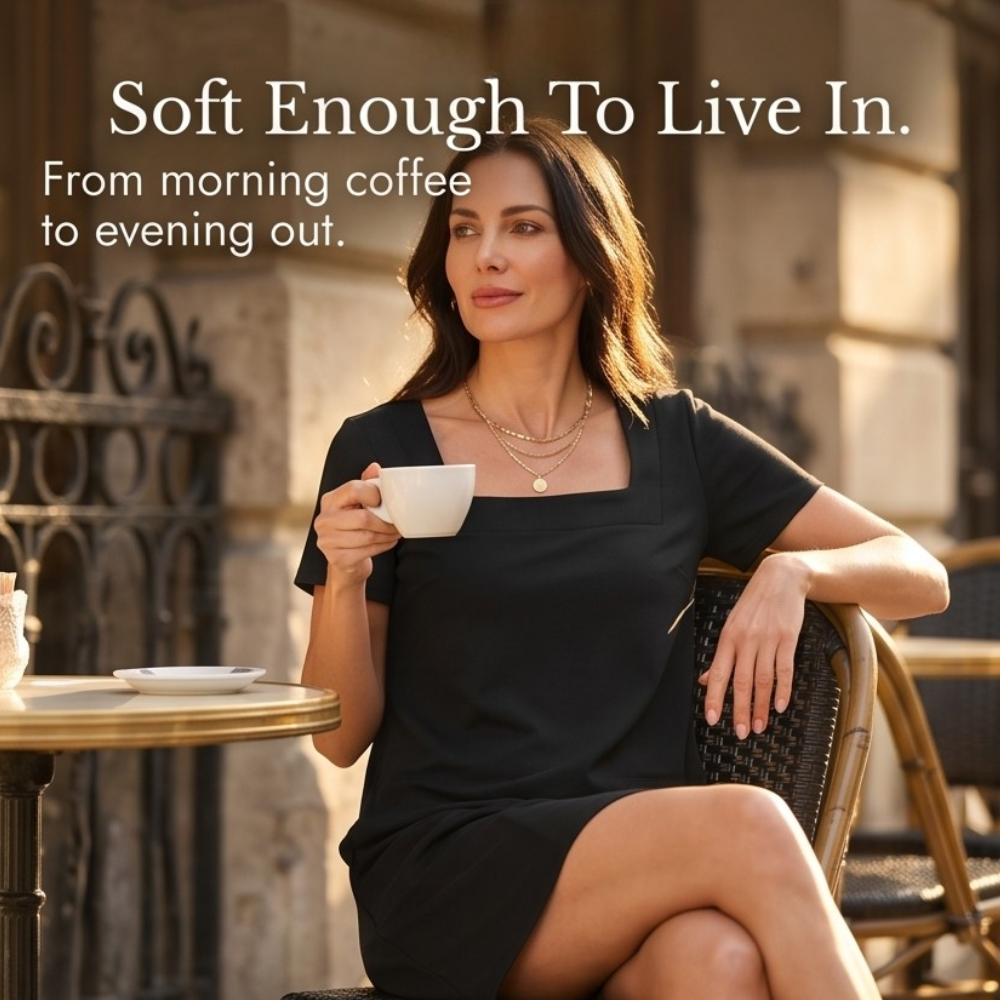 Soliva™ - Soft Square-Neck Pocket Dress
