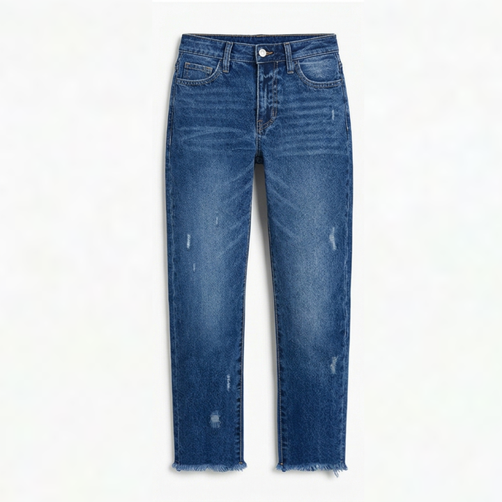 Vivara™ – Retro Fringed Cropped Straight Leg Jeans