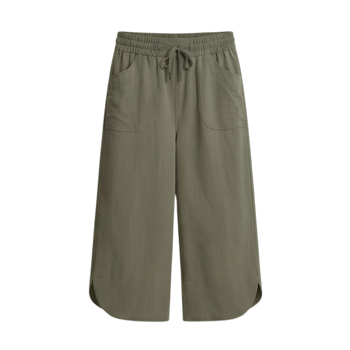 Lounella™ – Soft Cropped Wide-Leg Pants with Pockets