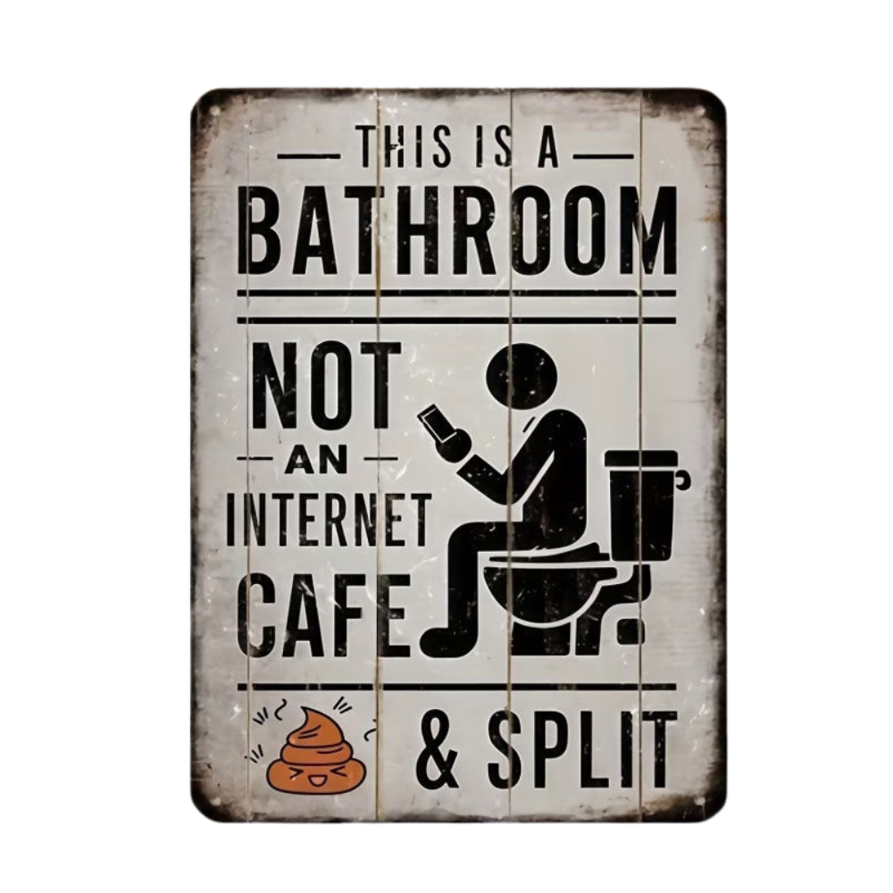 Splitline™ – Vintage Metal Bathroom Humor Sign
