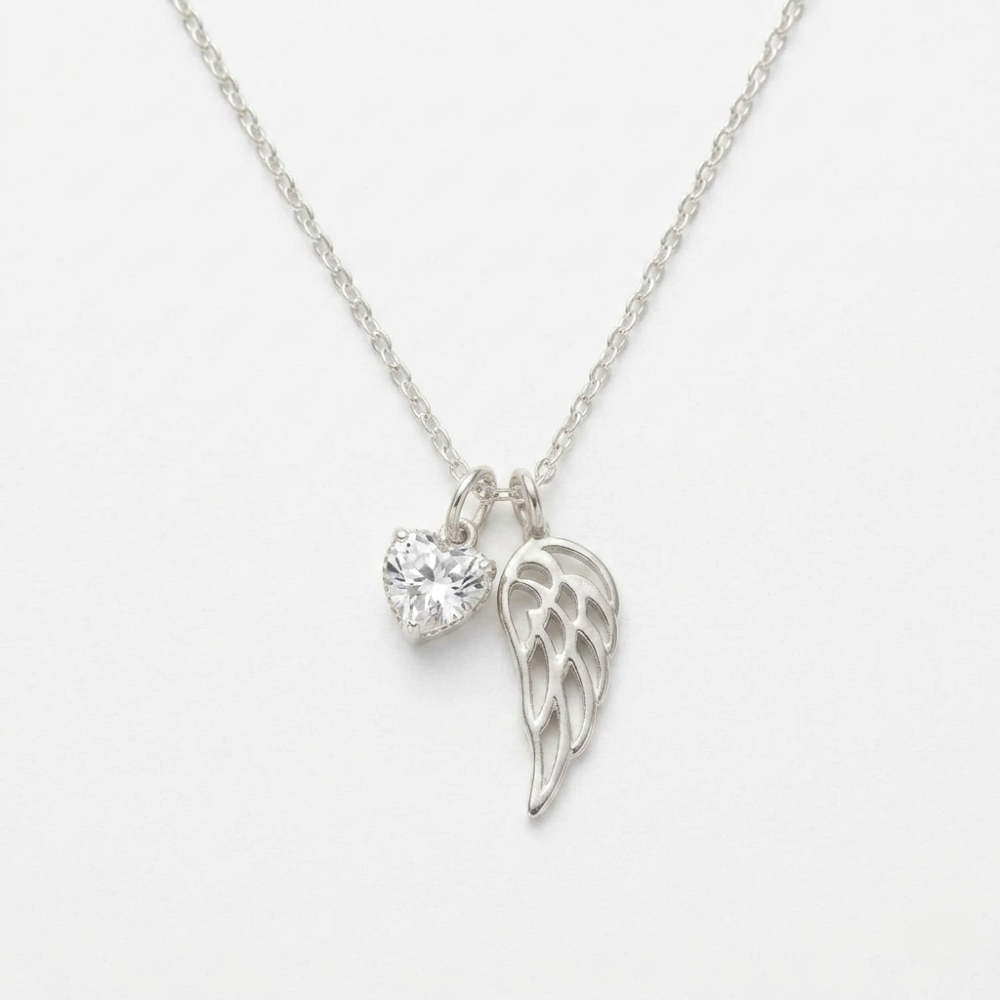 Aluma Guardian Angel Wing Necklace with Cubic Zirconia
