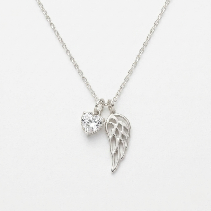 Aluma Guardian Angel Wing Necklace with Cubic Zirconia