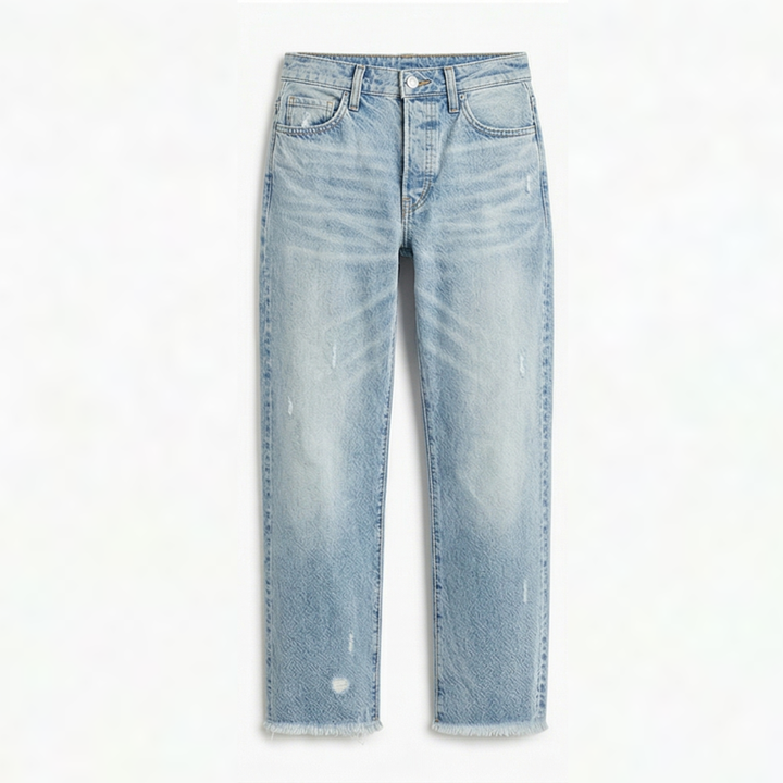 Vivara™ – Retro Fringed Cropped Straight Leg Jeans