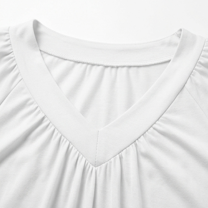 Vivelyn™ – Pleated V Neck Blouson Top