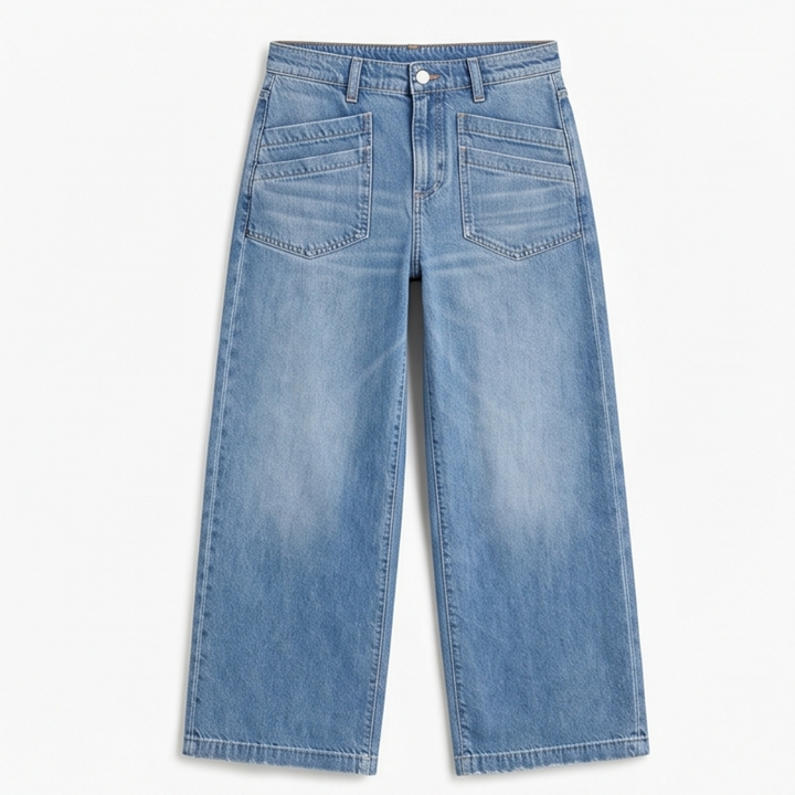 Vellora™ – Patch-Pocket Wide-Leg Jeans