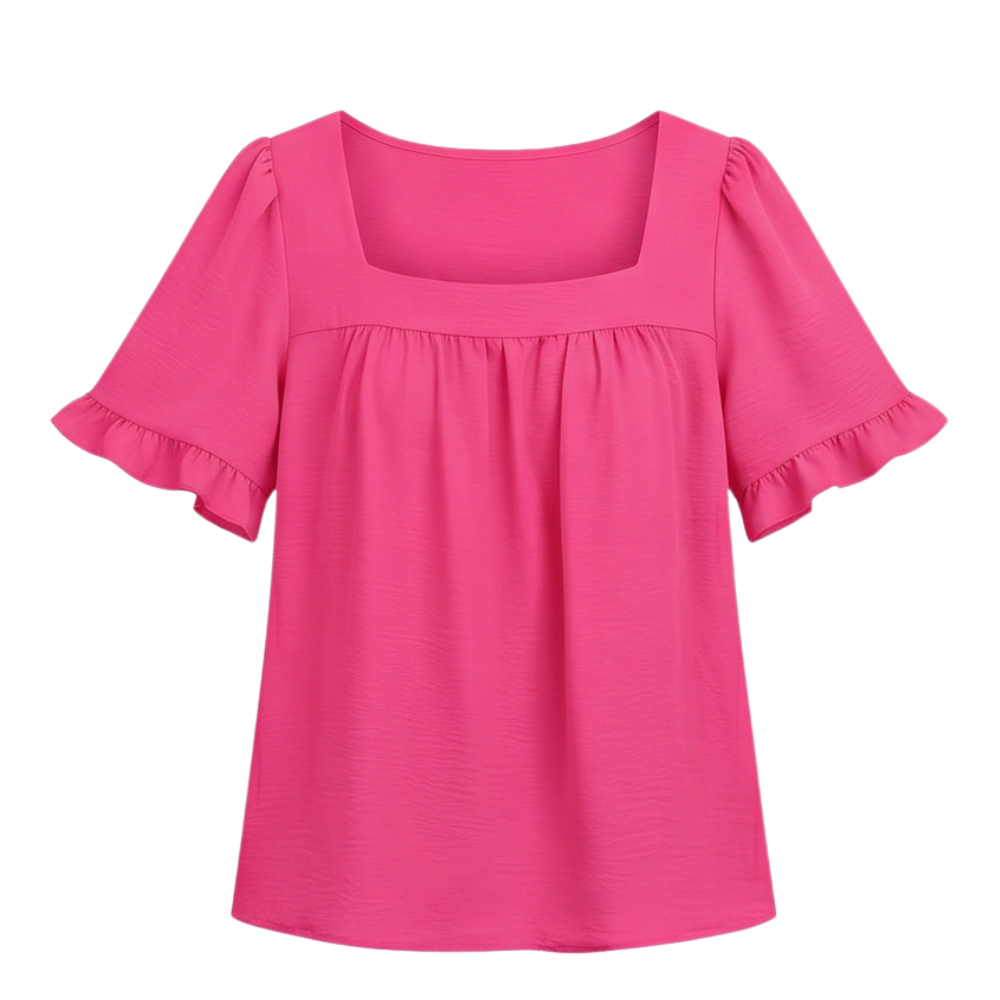 Florelle™ – Square Neck Flutter Sleeve Blouse