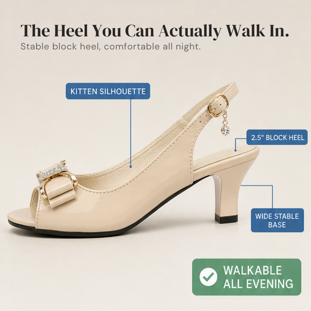 Belluna™ – Rhinestone Bow Slingback Heels