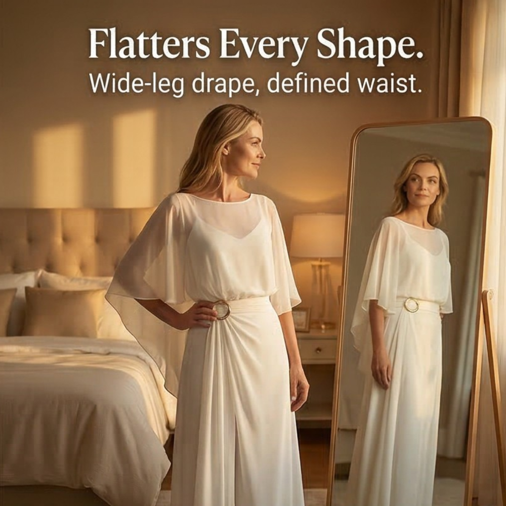Velaire™ – Cape Sleeve Top and Wrap Pants Set
