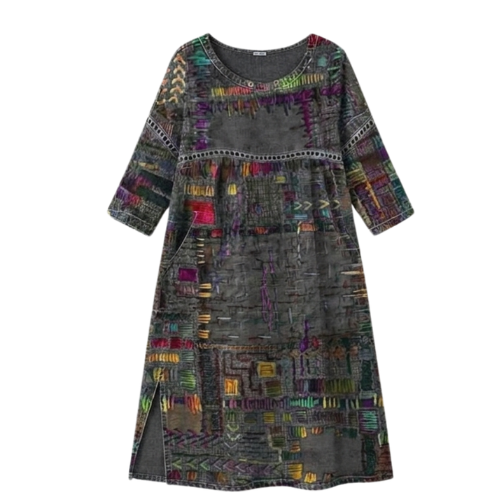 Tessara™ – Artisan Print Midi Dress with Pockets