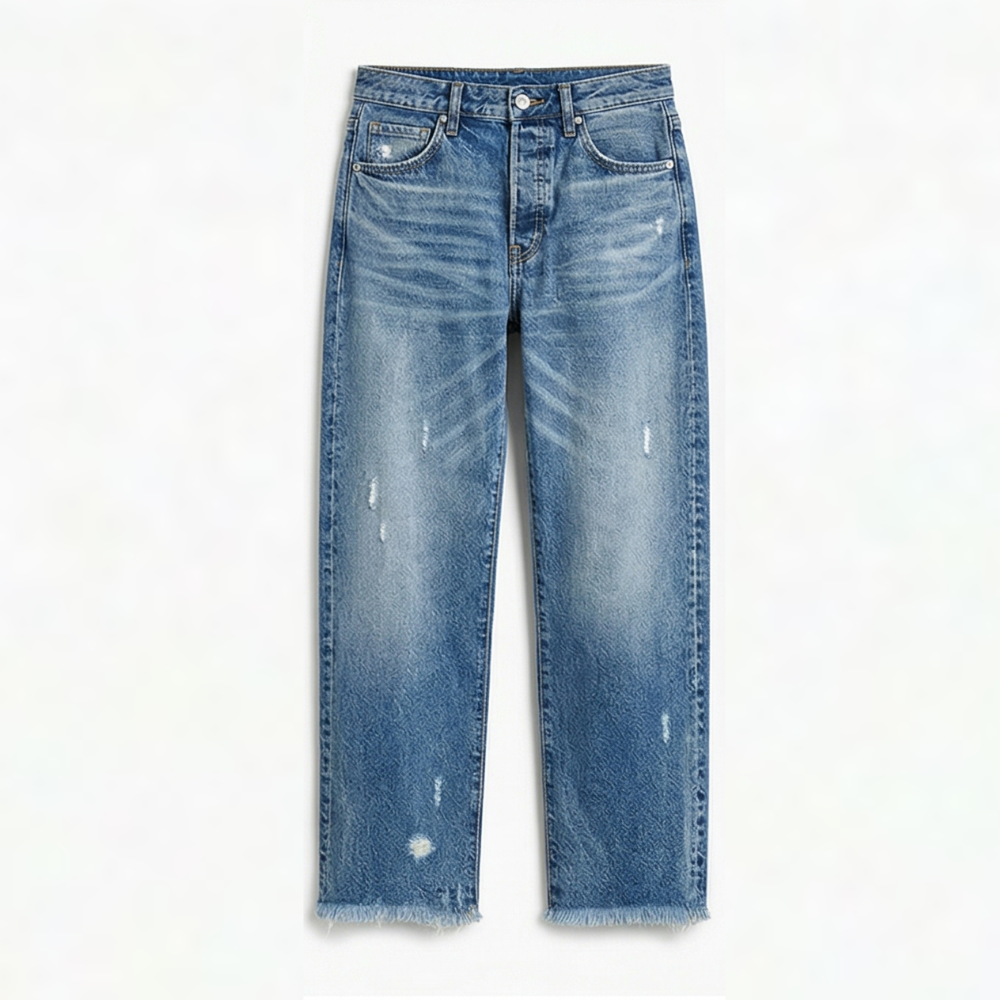 Vivara™ – Retro Fringed Cropped Straight Leg Jeans