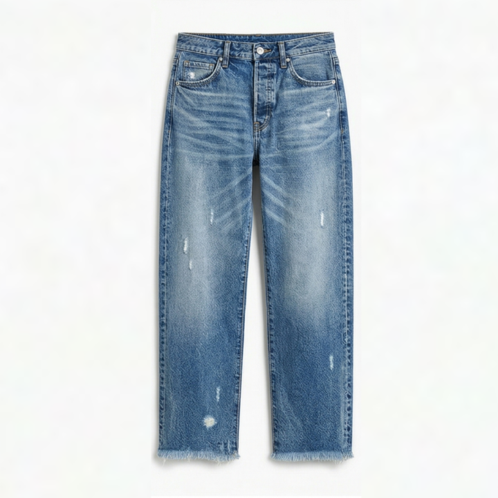 Vivara™ – Retro Fringed Cropped Straight Leg Jeans