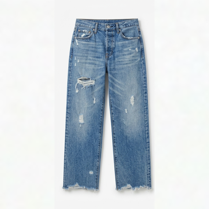 Vivara™ – Retro Fringed Cropped Straight Leg Jeans