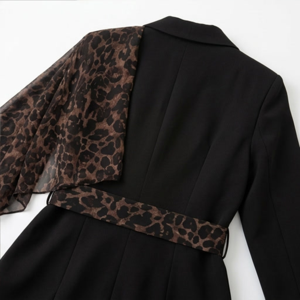 Selvana™ – Leopard Accent Blazer and Pants Set
