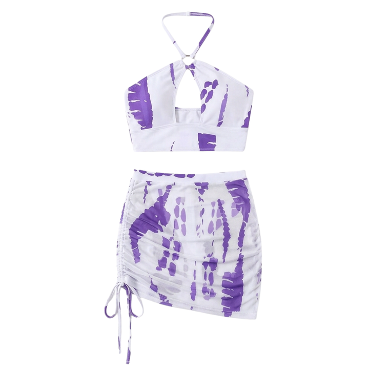 Solaia™ – Three Piece Bikini Set with Cover Up Skirt