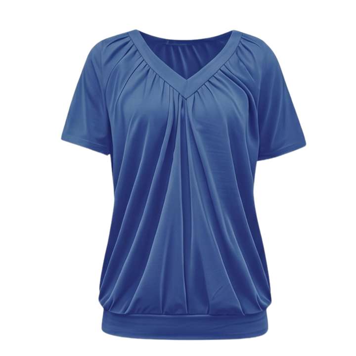 Vivelyn™ – Pleated V Neck Blouson Top