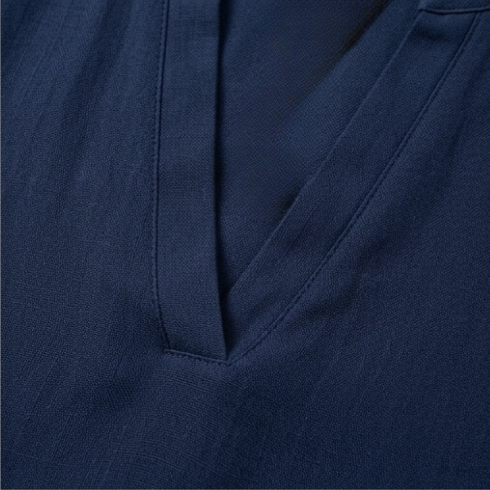 Wovena™ – Breezy V Neck Blouse with Curved Hem