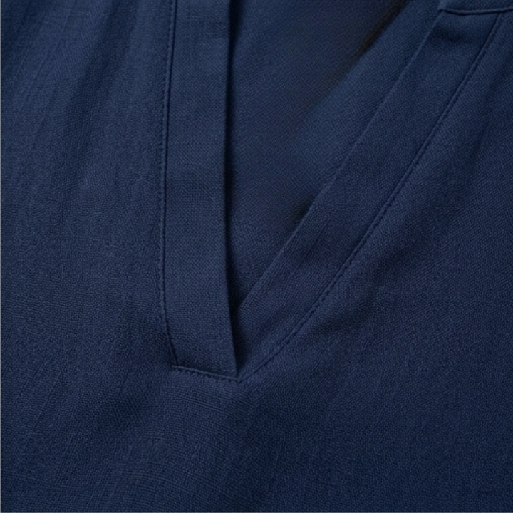Wovena™ – Breezy V Neck Blouse with Curved Hem
