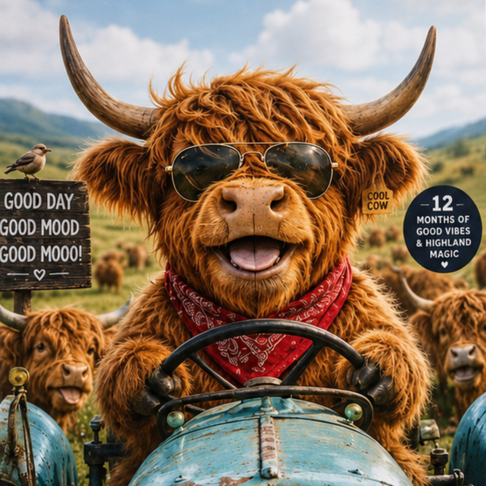 Mootsy – 2027 Highland Cow Wall Calendar