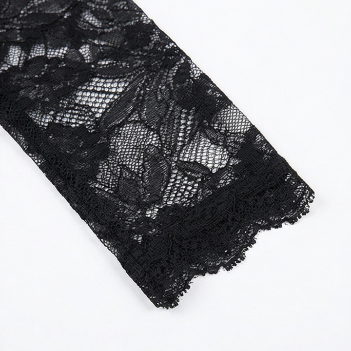 Lacelle™ – Sheer Floral Lace Sleeve Top