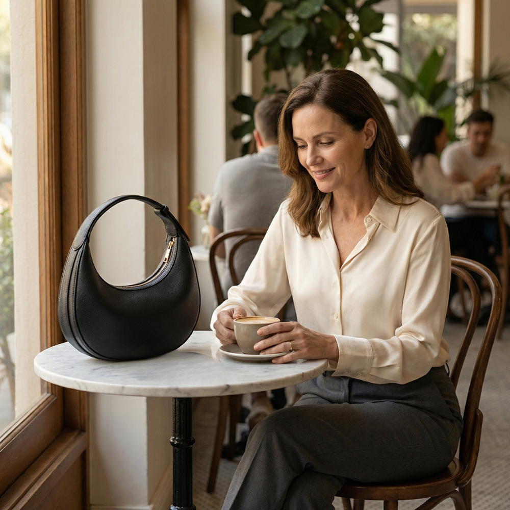 Lunaire™ Sculpted Crescent Shoulder Bag