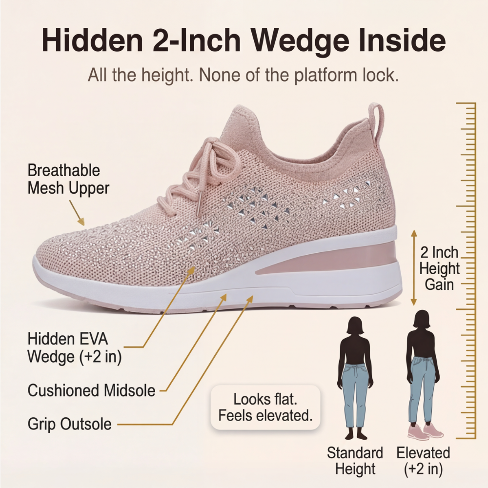 Stellara™ – Rhinestone Wedge Sneakers for Women