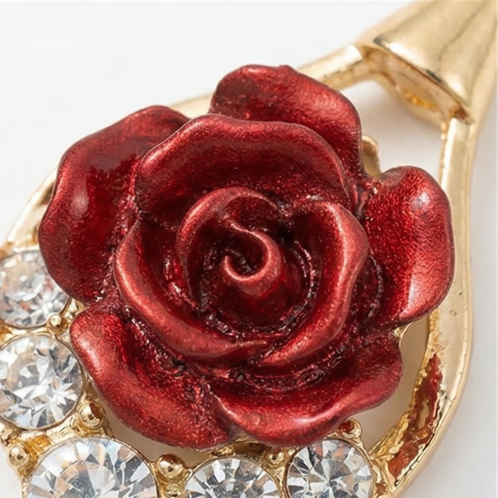 Rosavelle™ – Red Rose Crystal Drop Earrings