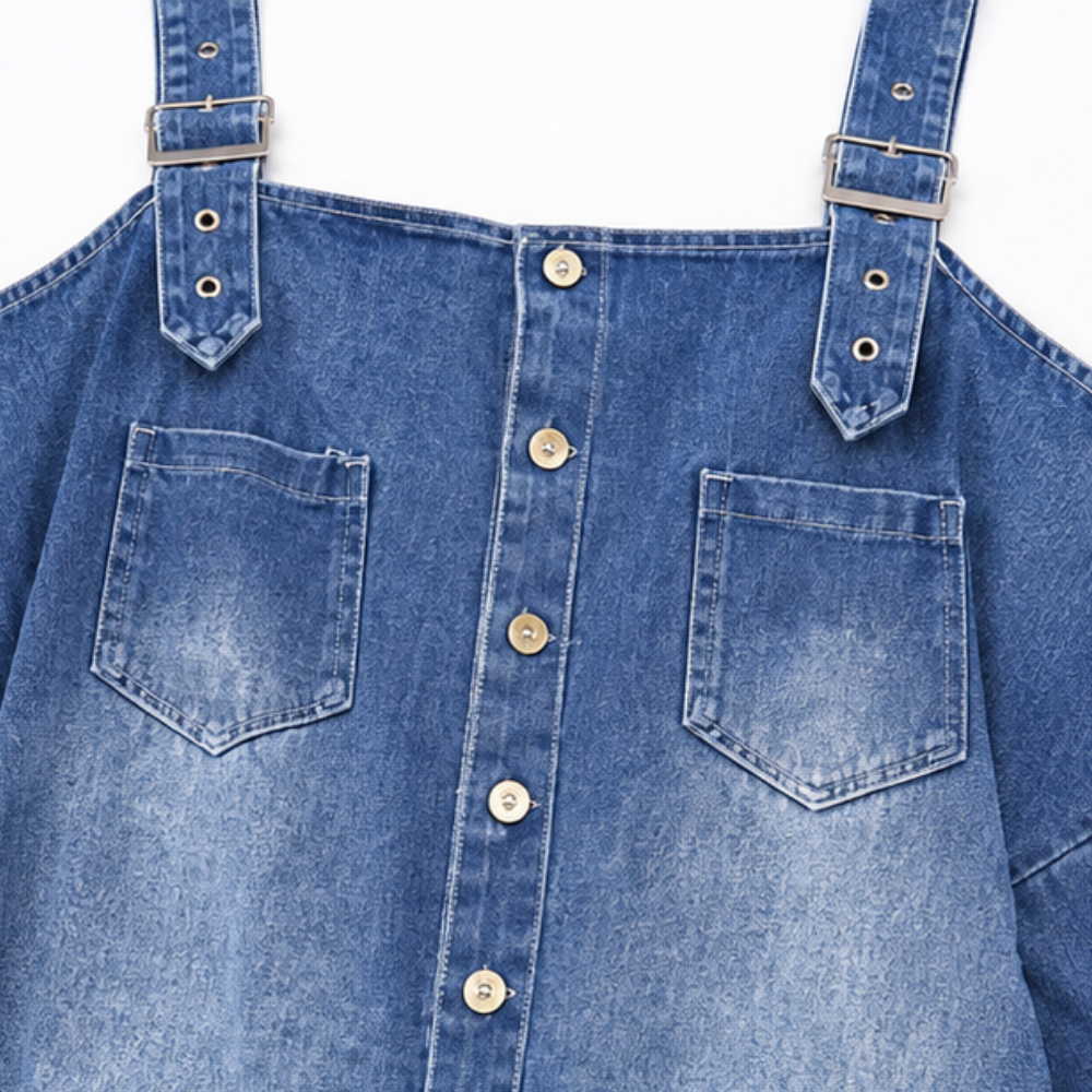 Wearbella – Wide-Leg Cold-Shoulder Denim Overall Jumpsuit