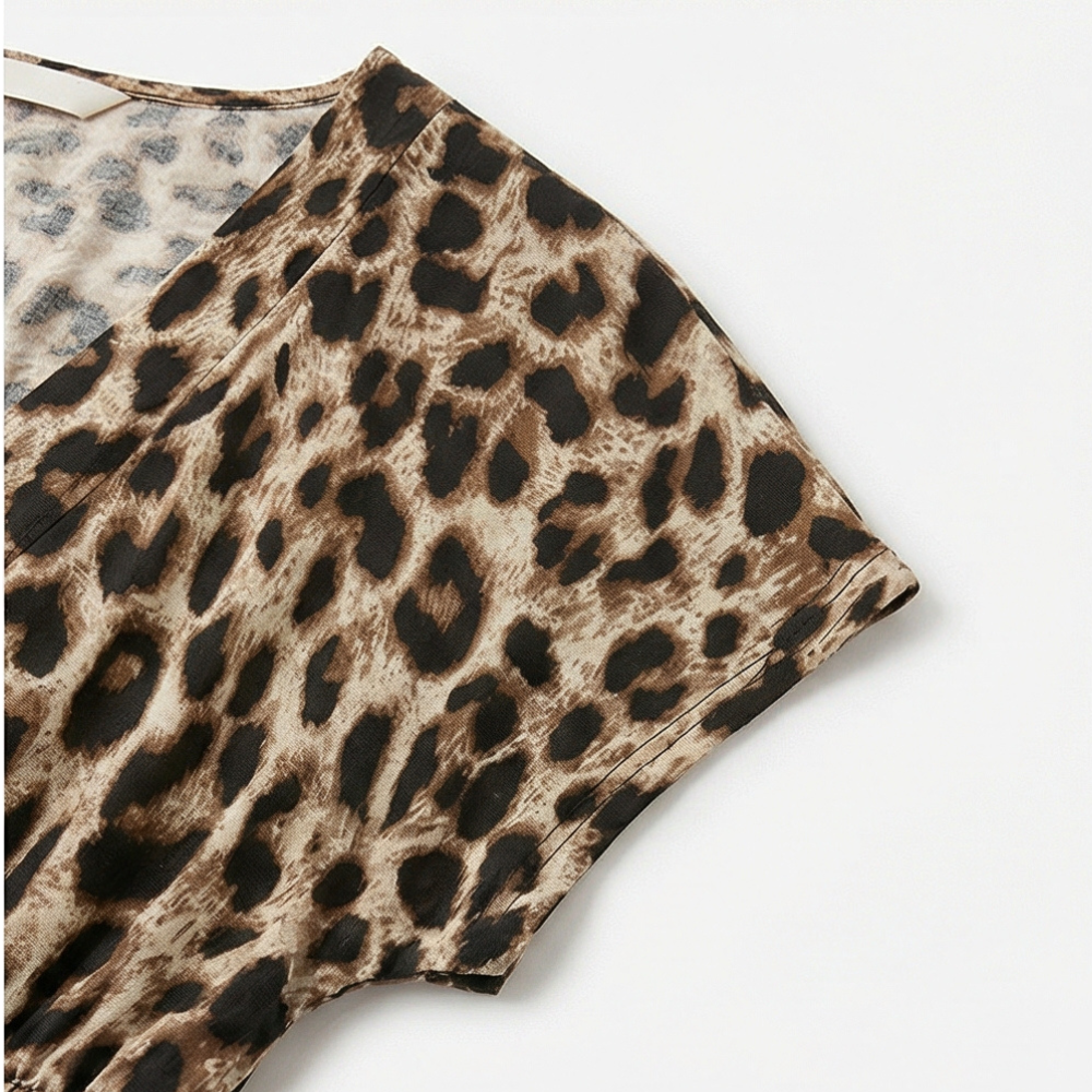 Vivara™ – Ruched Waist Leopard Maxi Dress