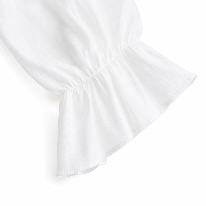 Florenza – Ruffle Hem Midi Dress with Bell Sleeves