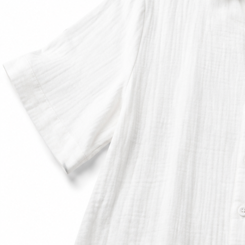 Fauxmalwear – Wide-Leg Button-Front Shirt Collar Jumpsuit