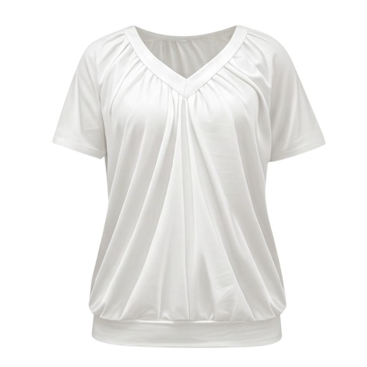 Vivelyn™ – Pleated V Neck Blouson Top