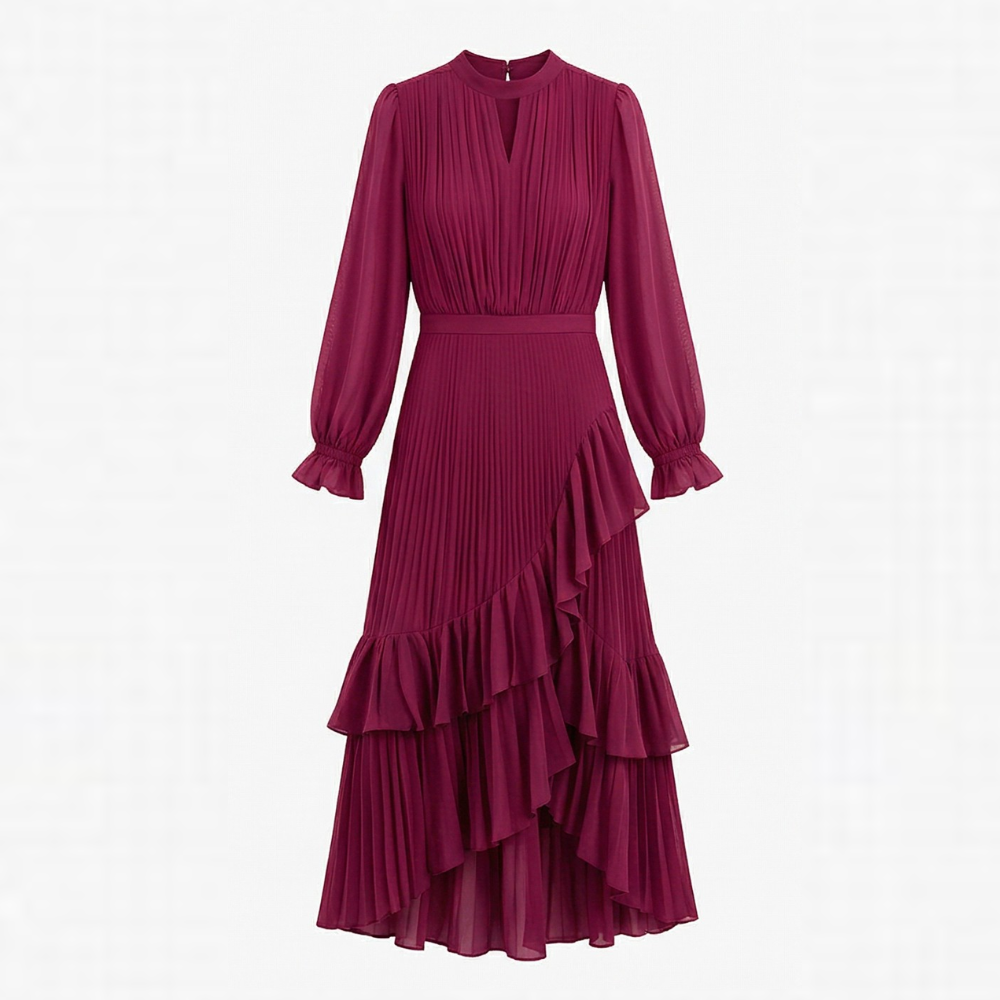 Keyfa™ – Pleated Ruffle Midi Dress